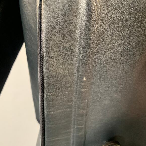 VALENTINO Size 36 Navy Wool Lambskin Leather Double Breasted Peacoat - Picture 5 of 9